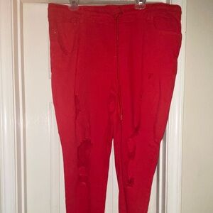 Vibrant Red Skinny Women's Jeans